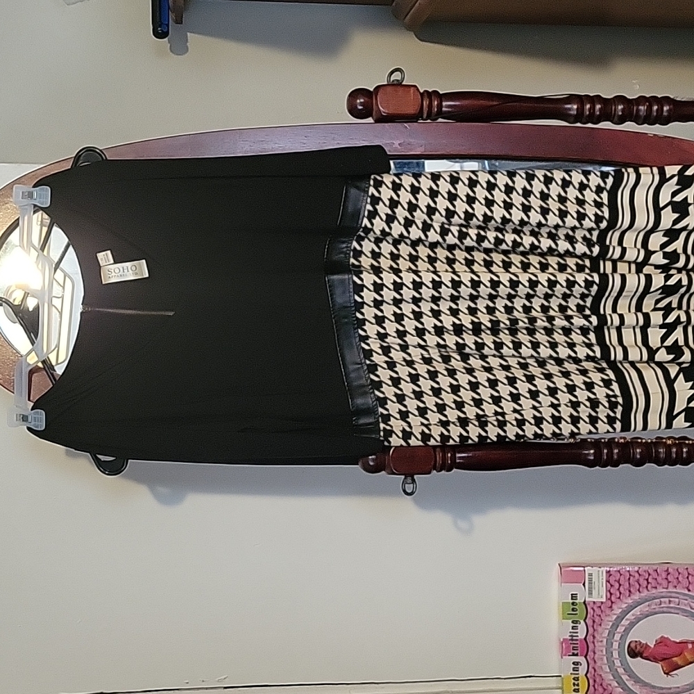 Black and off white office dress